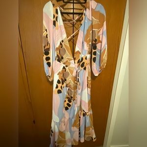 Anthropologie BLOOM WRAP MIDI DRESS